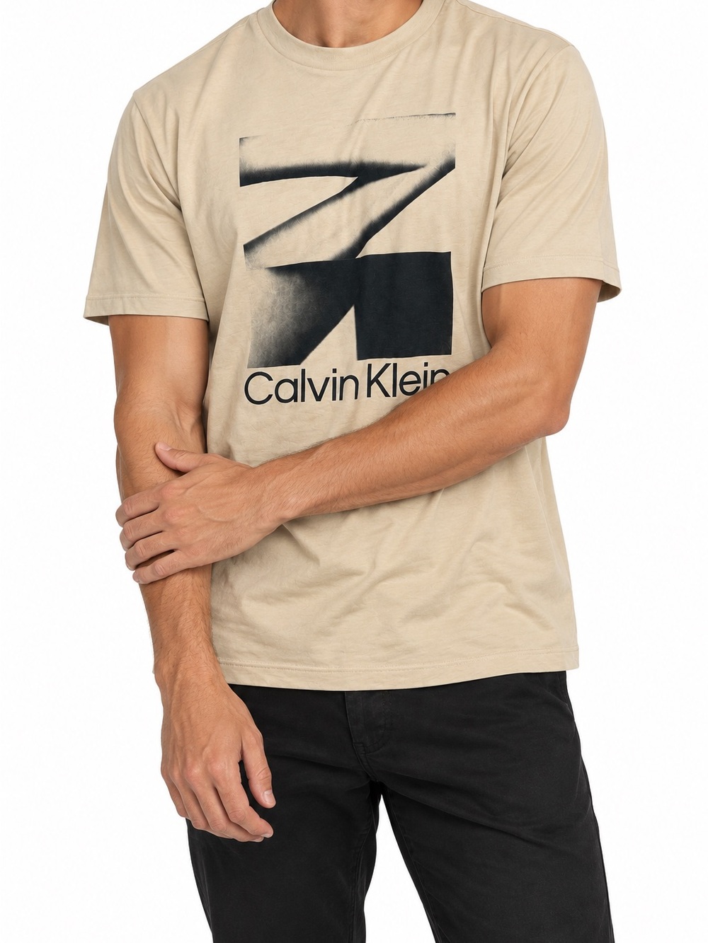 Calvin Klein Beige Short-Sleeve Graphic Logo Tee